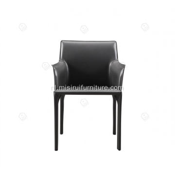 Italiaanse minimalistische Black Saddle lederen armleuning stoelen